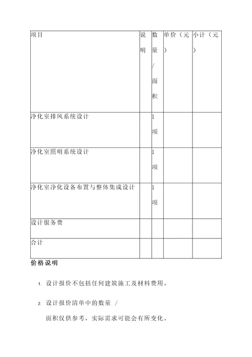 福鼎净化室设计报价单