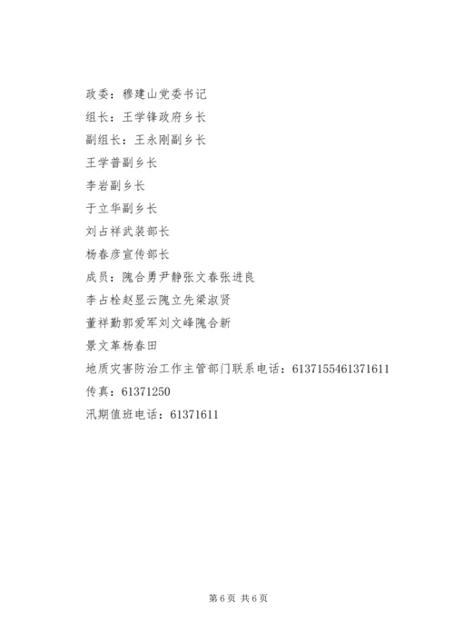 蒲洼乡人民政府汛期防治地质灾害工作应急预案 (4).docx