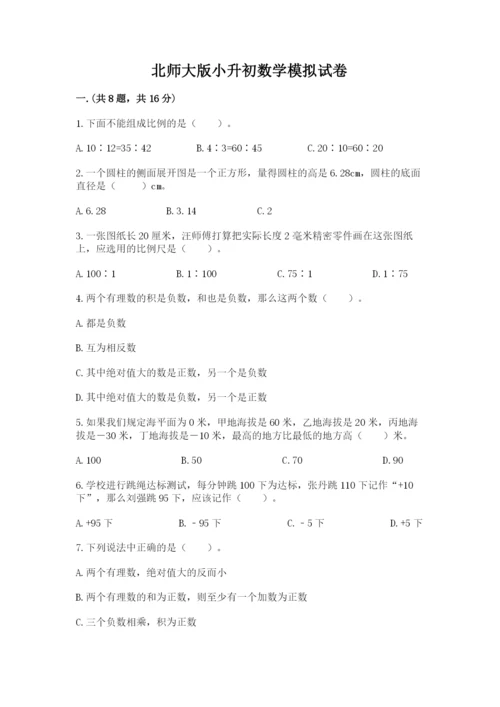 北师大版小升初数学模拟试卷精品（考点梳理）.docx