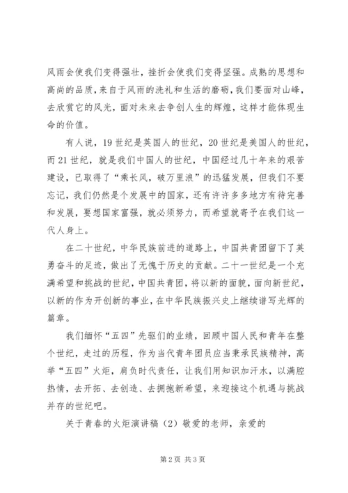 关于青春的火炬演讲稿.docx