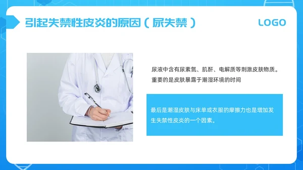 蓝色简约失禁性皮炎的护理PPT模板宣传PPT动态PPT