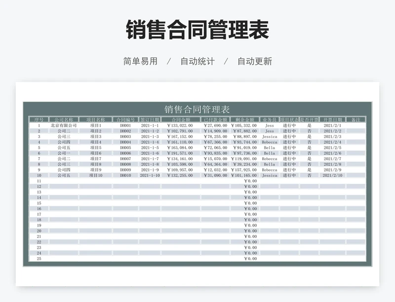 销售合同管理表