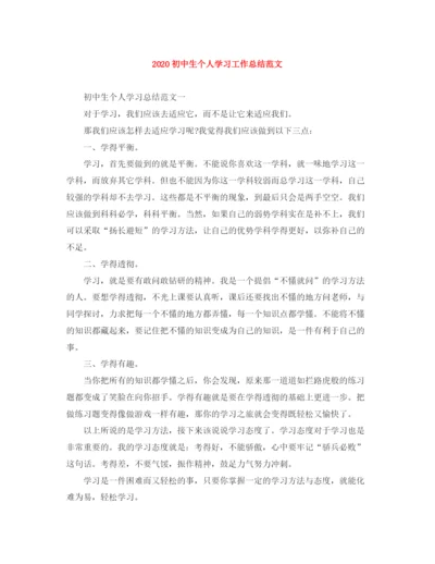 精编之初中生个人学习工作总结范文.docx