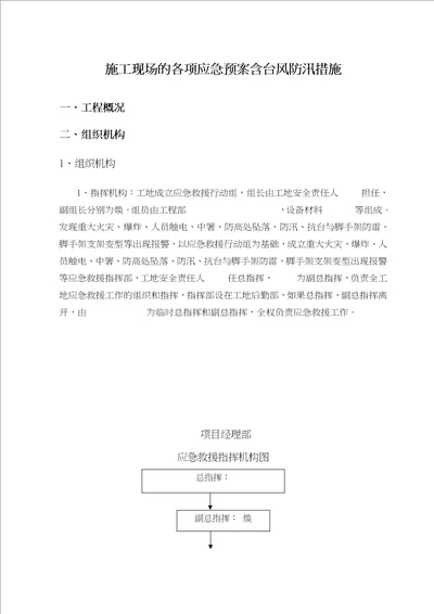 建筑施工现场的各项应急处置预案含台风防汛措施概述