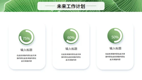 清新绿叶月度复盘总结通用PPT模板