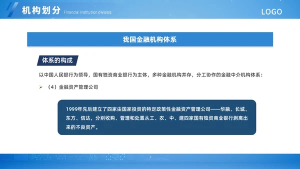 蓝色扁平简约金融知识培训ppt模板