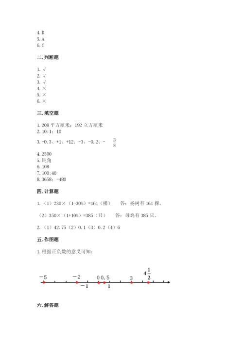 岱山县六年级下册数学期末测试卷精品含答案.docx
