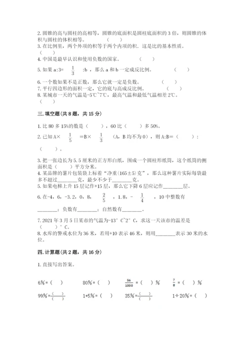 人教版六年级下册数学期末测试卷精品【各地真题】.docx