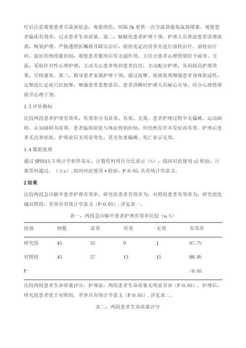 急诊脑卒中患者临床护理中应用针对性护理干预效果研究.docx