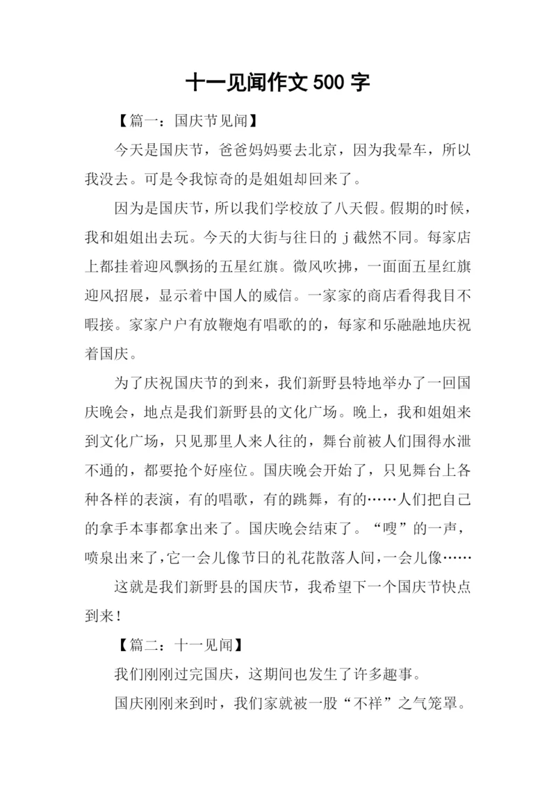 十一见闻作文500字.docx