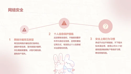 兔崽子红色卡通风安全主题班会