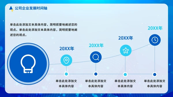 蓝色科技商务公司企业发展时间轴PPT模板