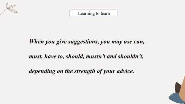 Module4 Rules and suggestion Unit 1 You must be ca