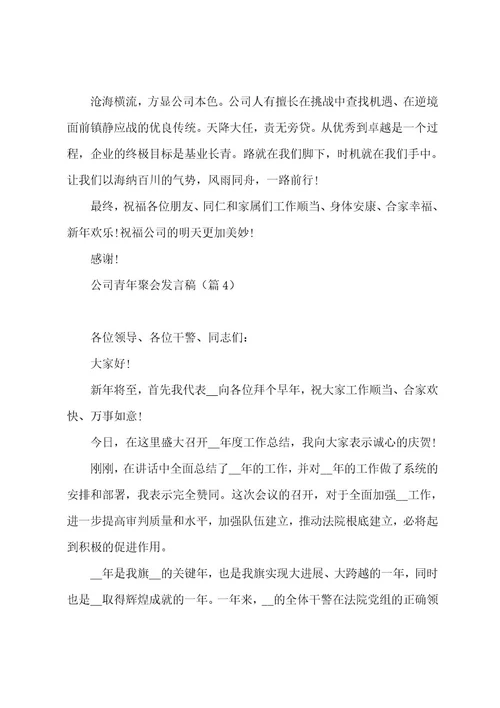 公司青年聚会发言稿