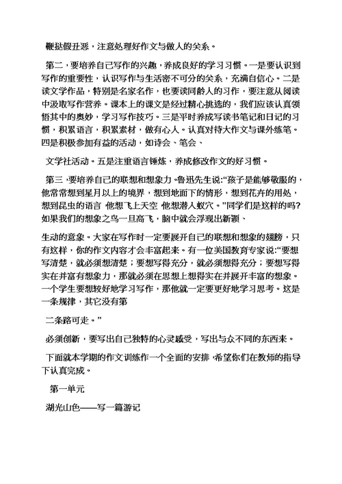 初三作文教学计划模板
