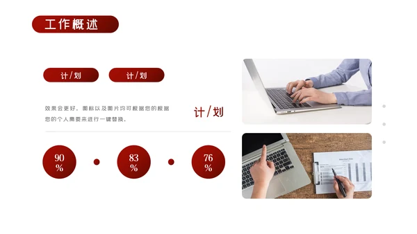 红色商务工作总结工作计划述职报告PPT模板