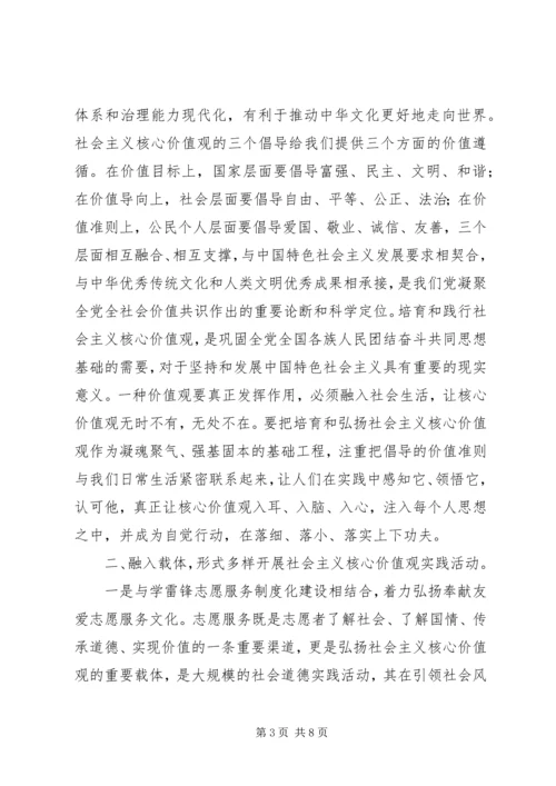 培育和践行社会主义核心价值观座谈会讲话稿五篇范文.docx