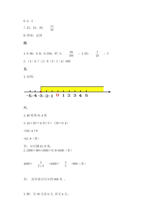 人教版数学小升初模拟试卷及参考答案【基础题】.docx