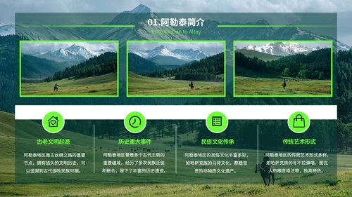 绿色创意风我的阿勒泰旅游PPT模板