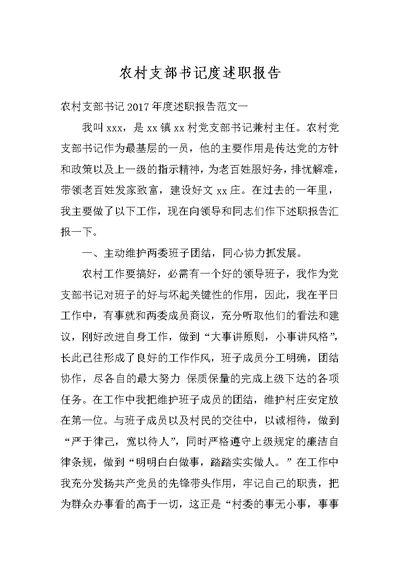 农村支部书记度述职报告