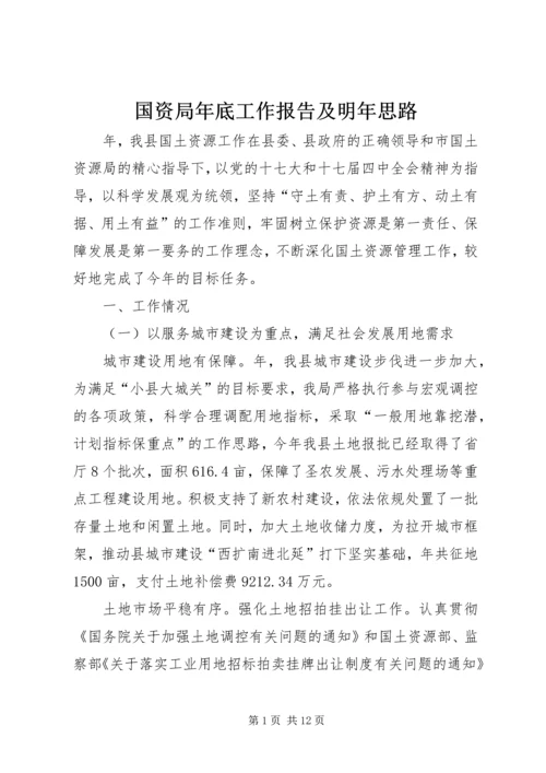 国资局年底工作报告及明年思路.docx