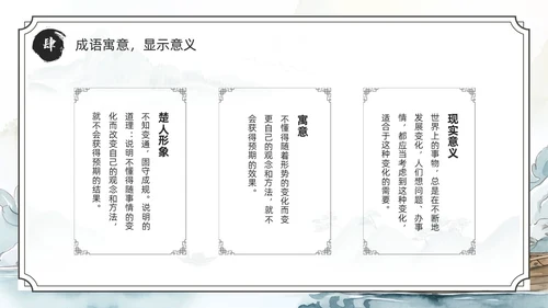 绿色水墨风刻舟求剑PPT模板成语故事