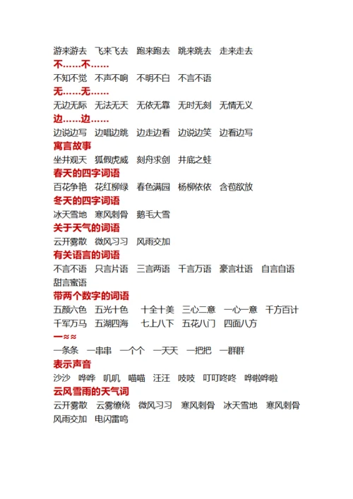 小学二年级词语整理笔记