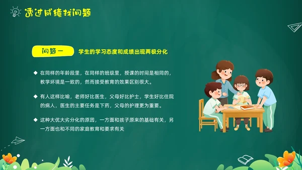 绿色黑板风卡通儿童中小学暑假假期前家长会PPT暑假安全