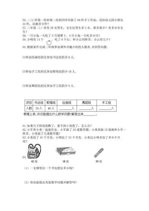 二年级上册数学应用题100道含答案【名师推荐】.docx