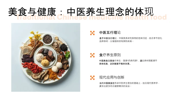 橙色简约中国美食文化介绍PPT模板