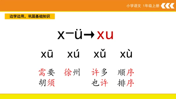 统编版语文一年级上册6 j q x  课件