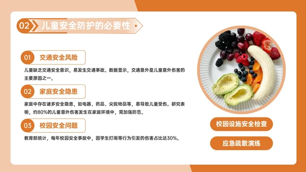 橙色几何风健康饮食与安全防护PPT模板