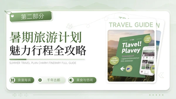 绿色清新风奔赴山海解锁暑期奇遇暑期旅游计划PPT模板