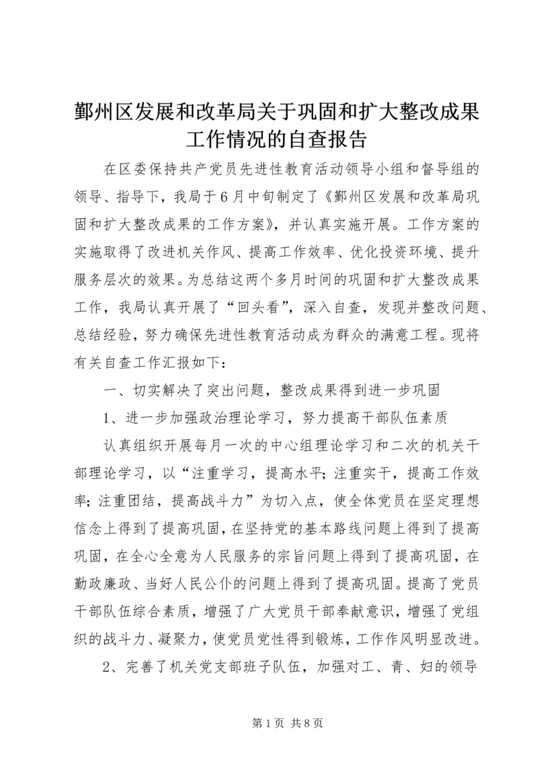 鄞州区发展和改革局关于巩固和扩大整改成果工作情况的自查报告.docx
