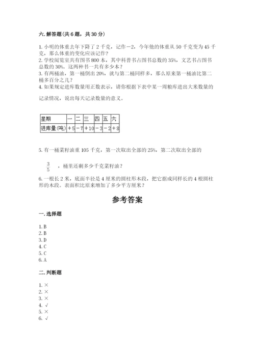 石家庄市藁城市六年级下册数学期末测试卷及参考答案一套.docx