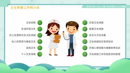 绿色卡通风幼儿园卫生保健培训PPT课件