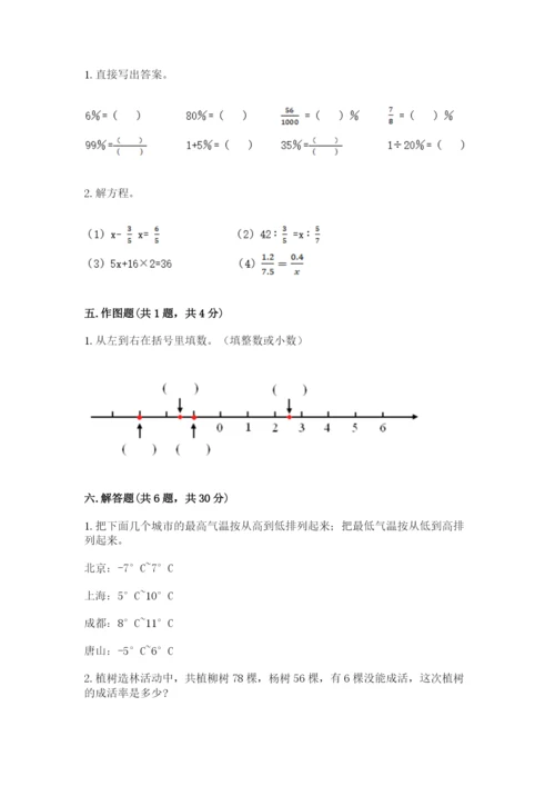 小学六年级下册数学期末测试卷附答案（黄金题型）.docx