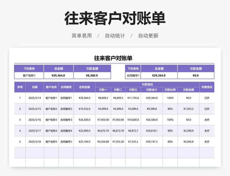 往来客户对账单