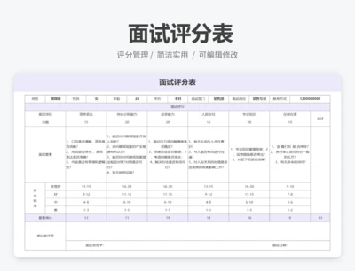 面试评分表
