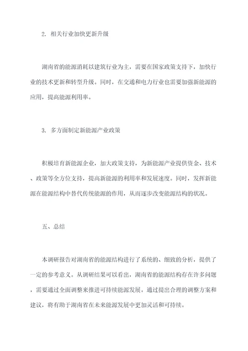 湖南省能源结构调研报告