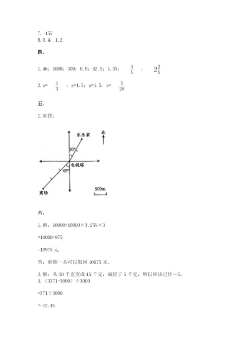 人教版数学六年级下册试题期末模拟检测卷附答案（模拟题）.docx