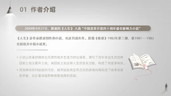 灰白色高端简约商务风路遥人生读书分享主题班会课件PPT模板