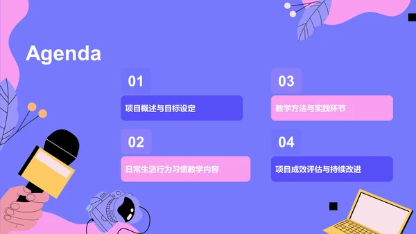 蓝色卡通风小学生日常生活行为习惯PPT模板