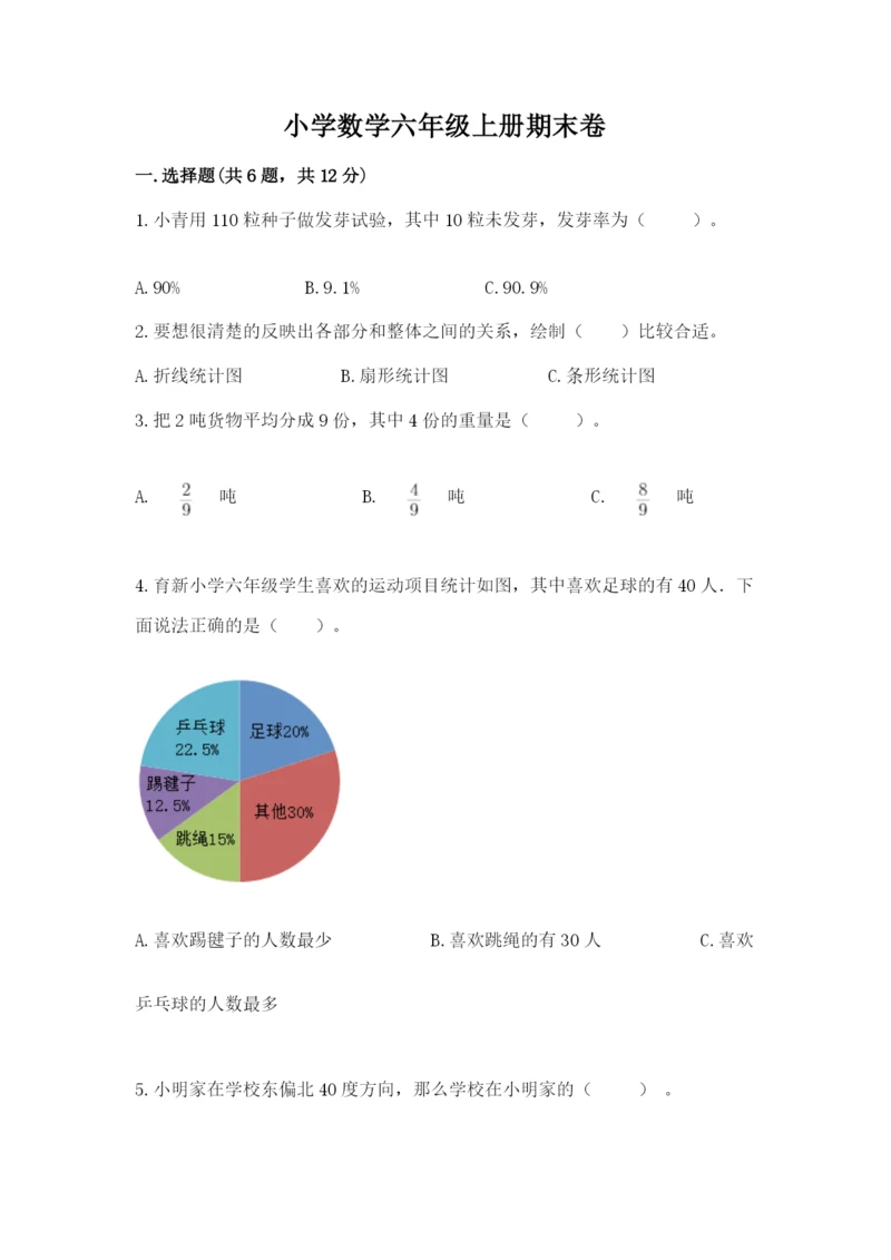 小学数学六年级上册期末卷及参考答案（综合题）.docx