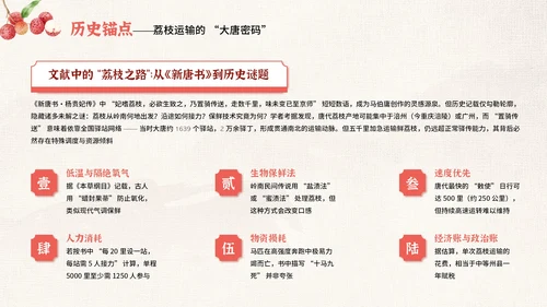红色中国风《长安的荔枝》读书分享PPT模板