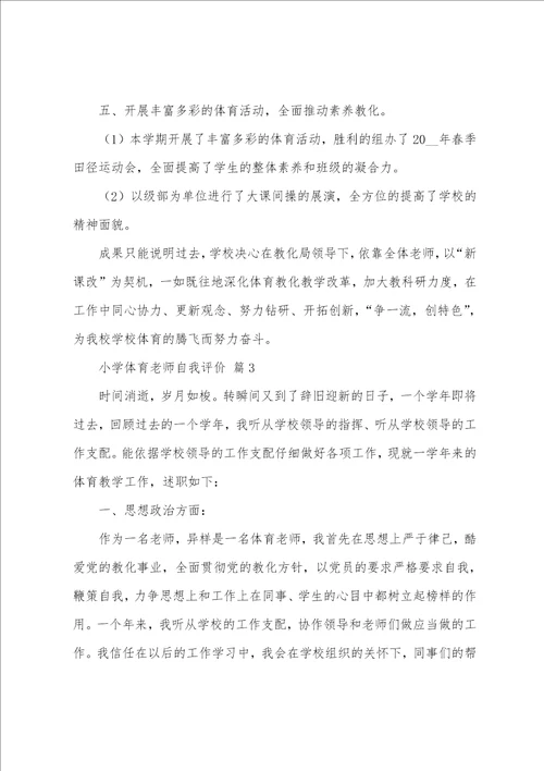 小学体育教师自我评价