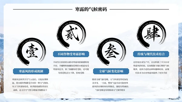 蓝色古风中国二十四节气寒露节气PPT模板