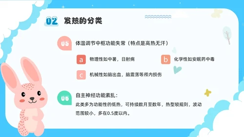 蓝色卡通插画可爱儿童发热儿童患者发热的护理小儿发热护理PPT
