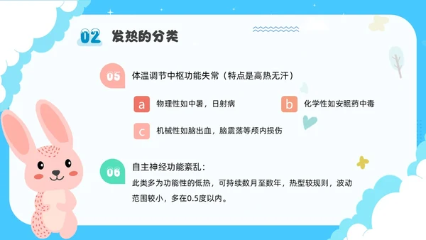 蓝色卡通插画可爱儿童发热儿童患者发热的护理小儿发热护理PPT