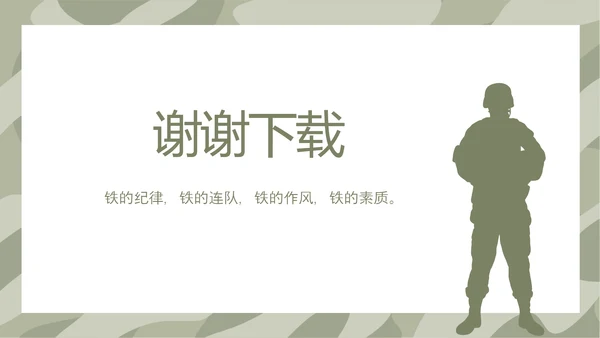 迷彩风格军事部队训练总结PPT动态模板